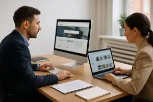 Comparação entre site institucional e loja virtual em ambiente profissional