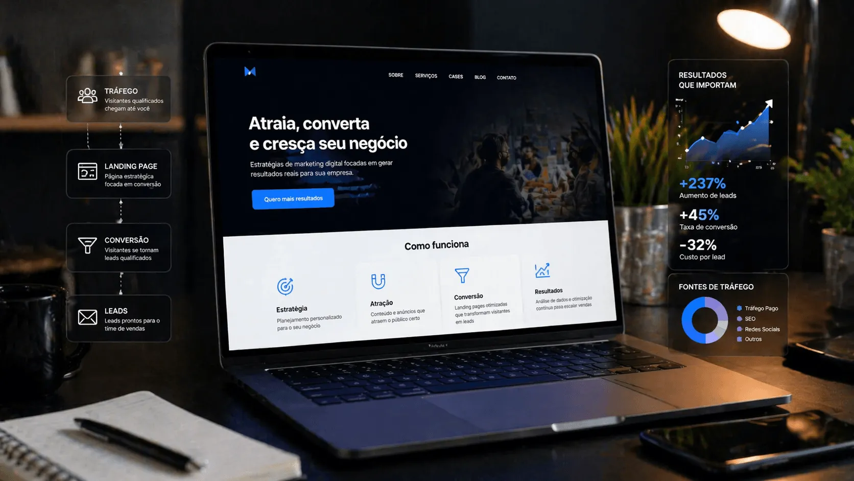 landing page focada em conversao e geração de leads marketing digital
